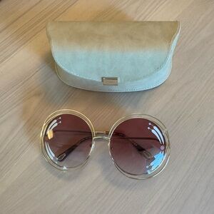 Chloe Gold and Brown Sunglasses